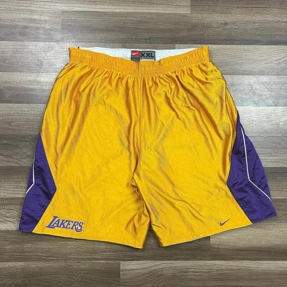 VTG Nike Team Issue LA Lakers Reversible Shorts Kobe Sz 2XL